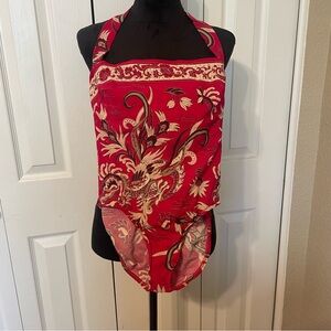 Jantzen red paisley one piece swimsuit pant coverup large women’s 2 piece set